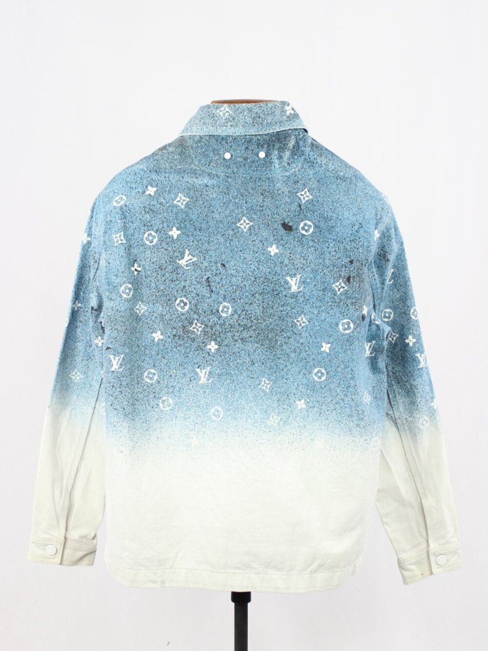 LOUIS VUITTON AW2020 Snowfall Gradient Ombre Logo Denim Overshirt, Size M - Picture 2 of 16